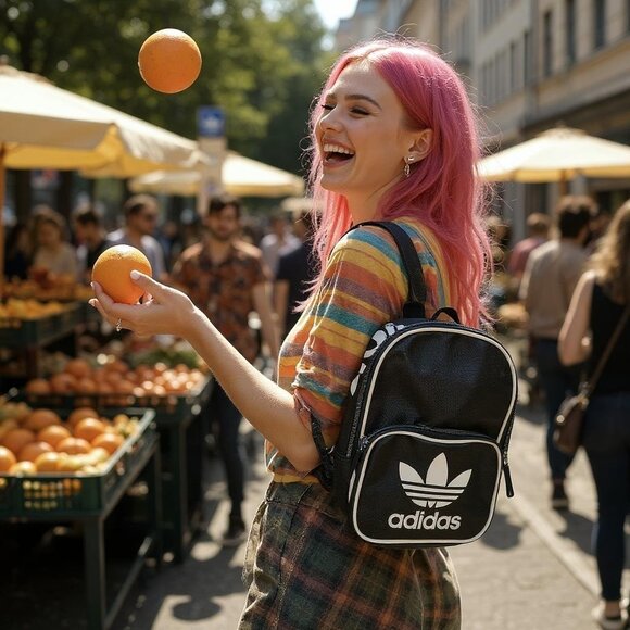 adidas Originals Black Mini Backpack Trefoil Logo Mini Backpack - Picture 1 of 12